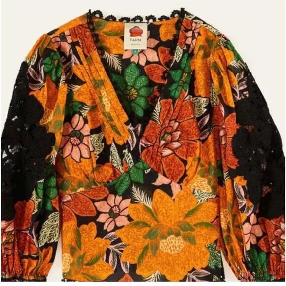 NWT $195 Farm Rio Garden Blouse - Picture 3 of 5